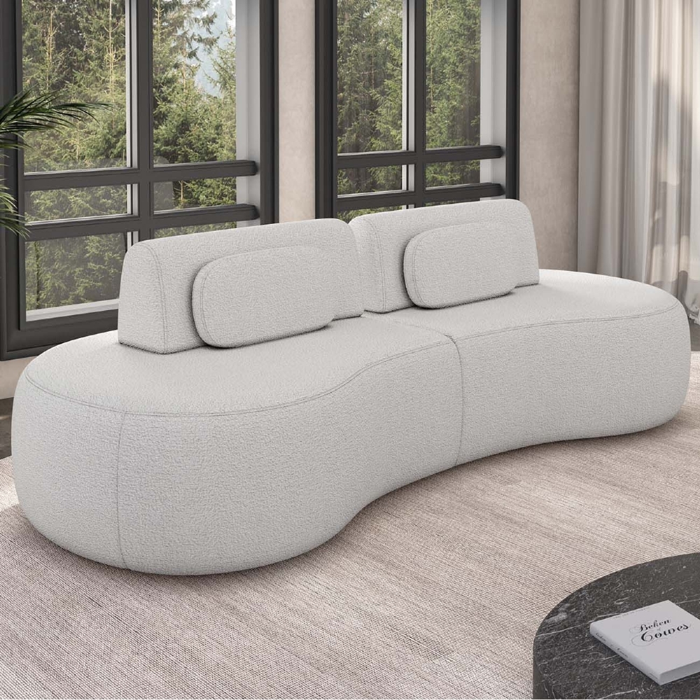 Sofá 4 Lugares 240cm Orgânico Mellanie Boucle Cru Z32 - Mpozenato