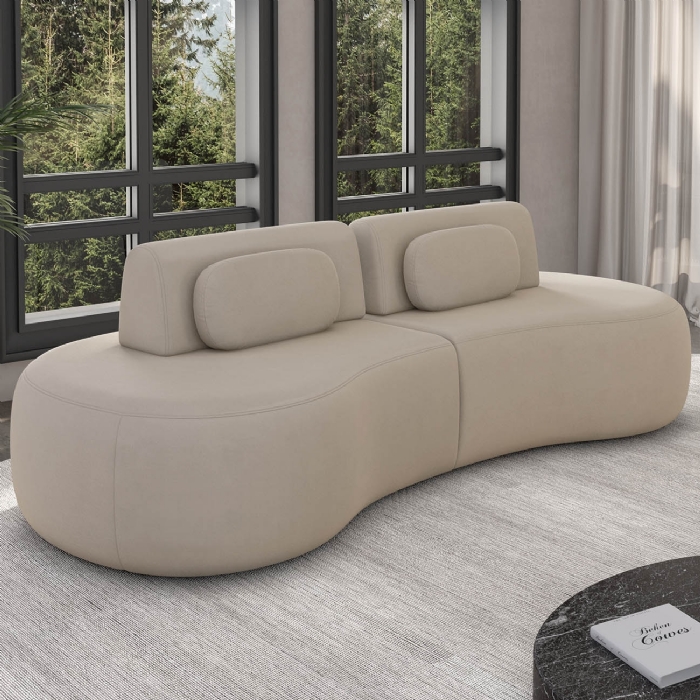 Sofá 4 Lugares 240cm Orgânico Mellanie Veludo Bege Z32 - Mpozenato