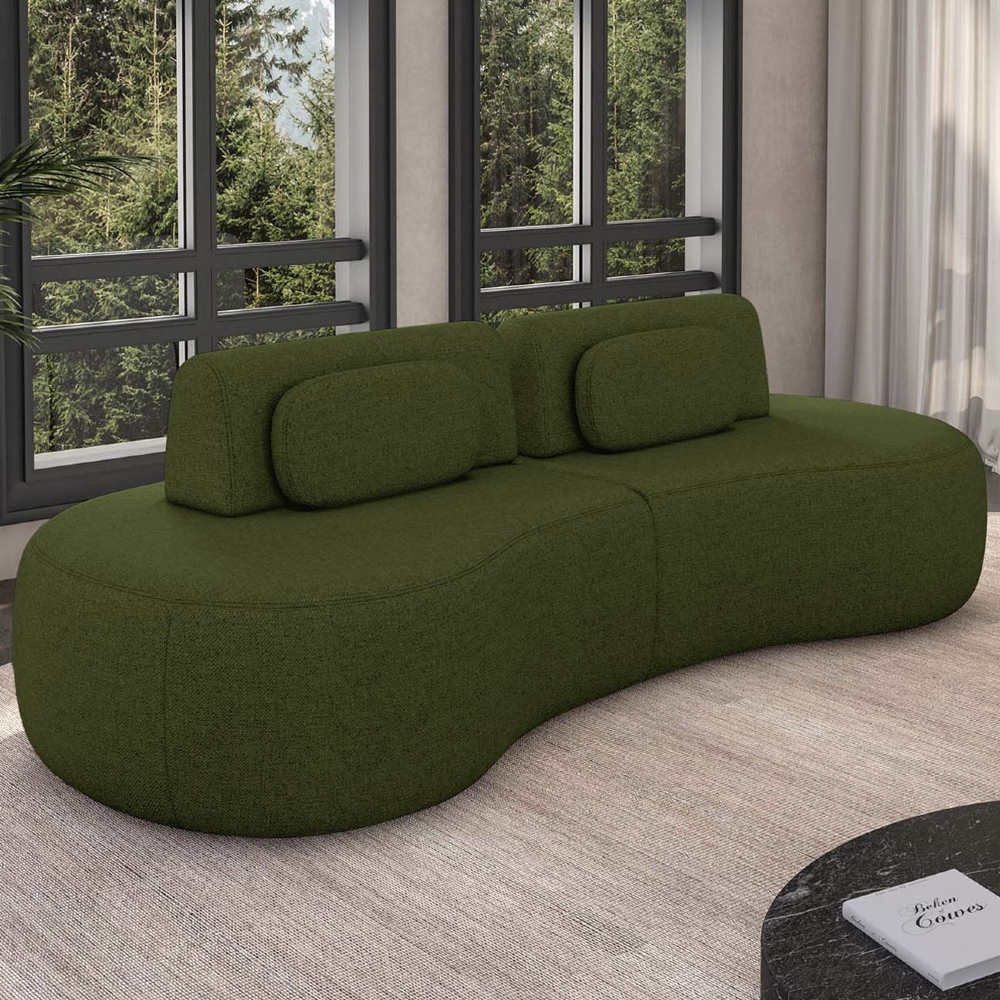 Sofá 4 Lugares 280cm Orgânico Mellanie Linho Verde Z32 - Mpozenato