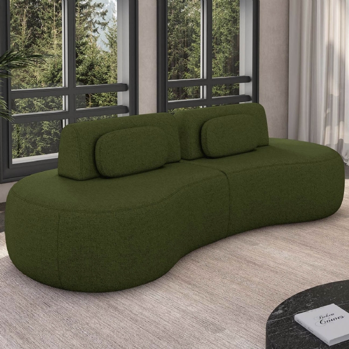 Sofá 4 Lugares 280cm Orgânico Mellanie Linho Verde Z32 - Mpozenato