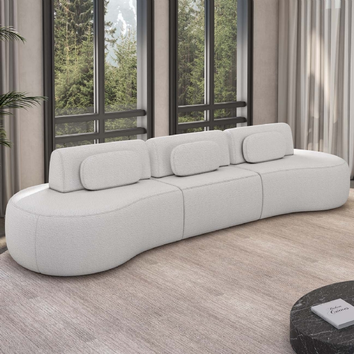 Sofá 4 Lugares 366cm Orgânico Mellanie Boucle Cru Z32 - Mpozenato