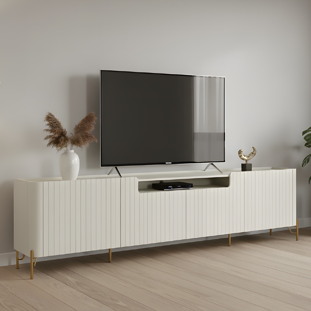 Rack TV 75 Pol 220cm 4 Portas Brise Blen Luna/Dourado I06 - Mpozenato