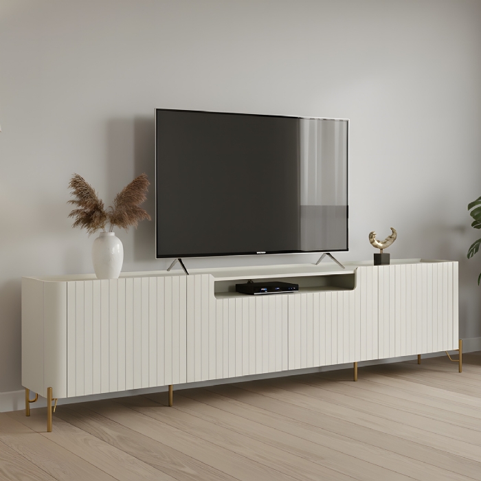 Rack TV 75 Pol 220cm 4 Portas Brise Blen Luna/Dourado I06 - Mpozenato