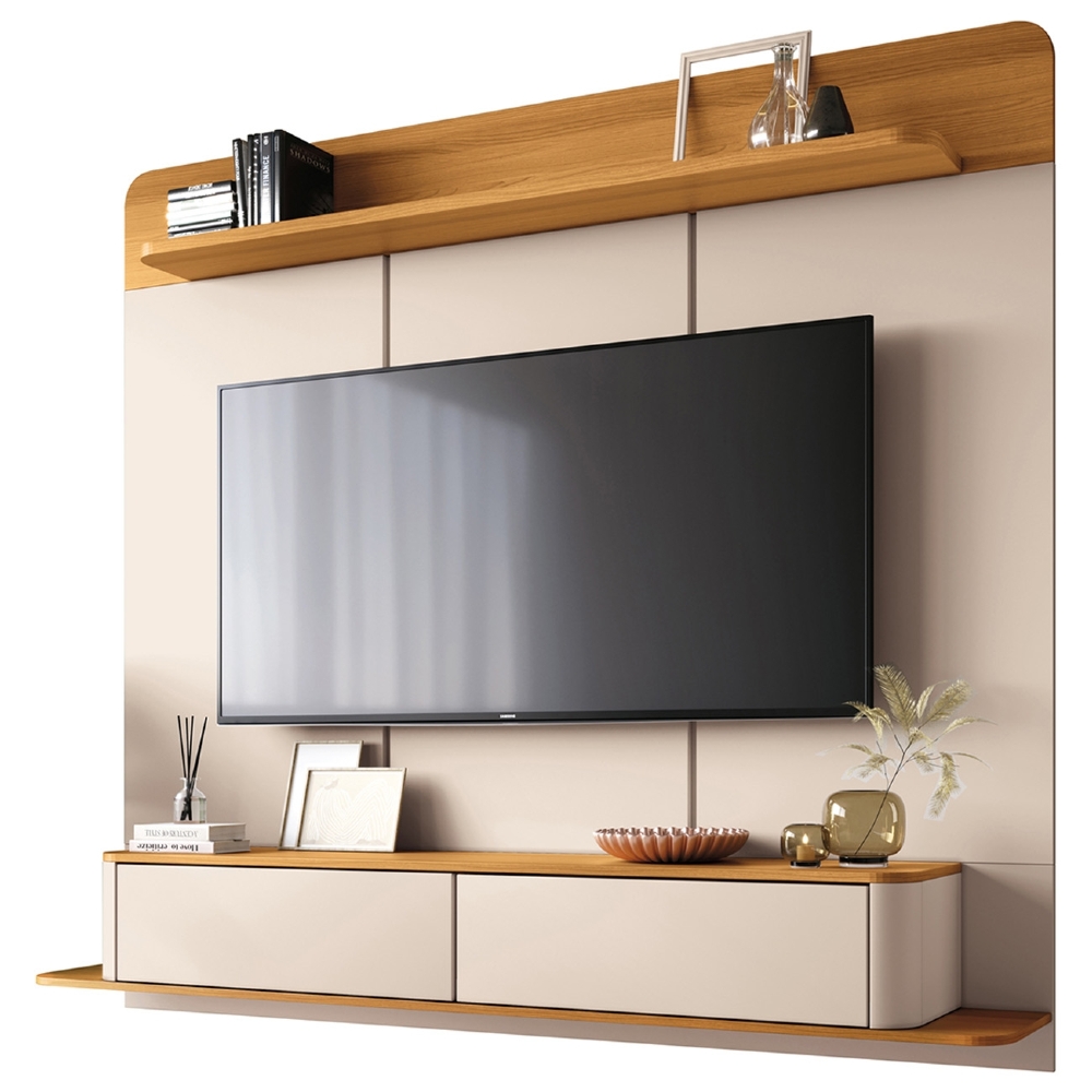Painel TV 70 Pol 180cm Bancada Suspensa Gava H01 Off/Cinamomo - Mpozenato