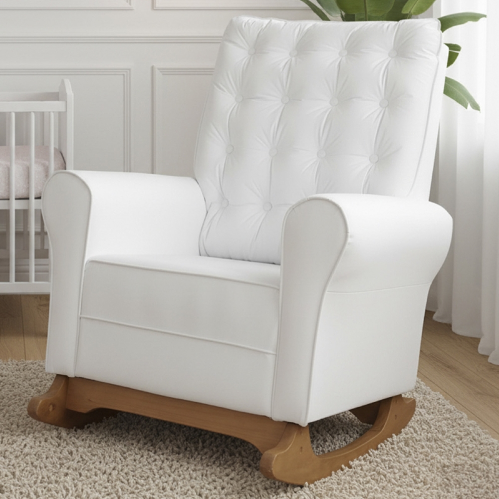 Poltrona Amamentação Base Balanço Maju Sintético Branco F03 - Mpozenato