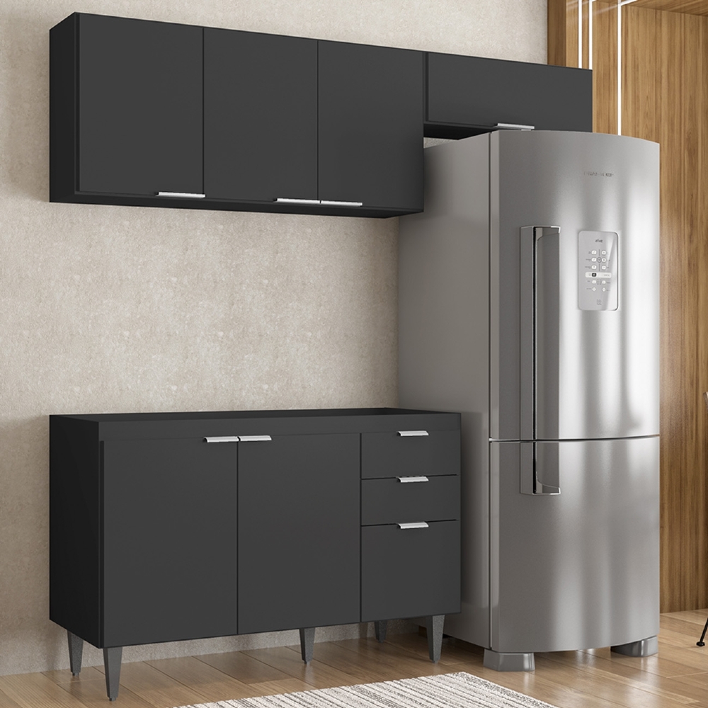 Armário de Cozinha CP03 Para Pia 120cm Pérola Z34 Preto     - Mpozenato