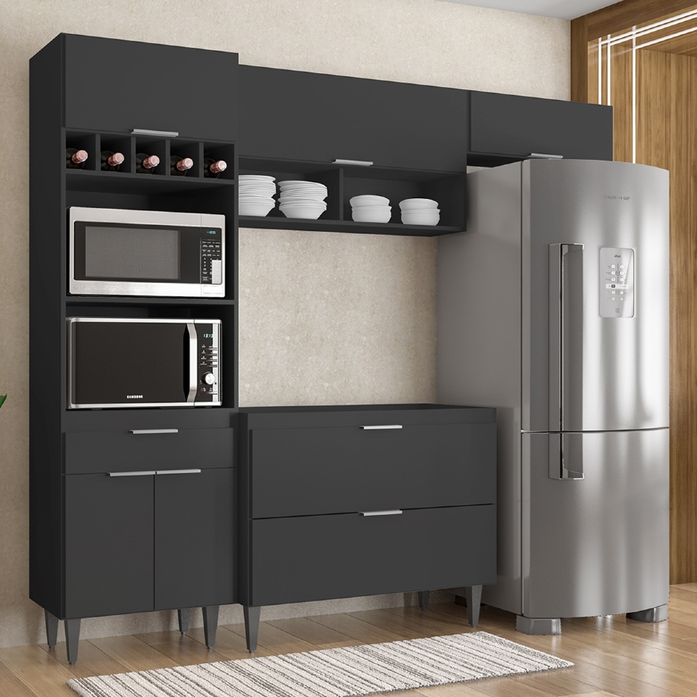 Armário de Cozinha CP04 Para Pia 100cm Pérola Z34 Preto     - Mpozenato