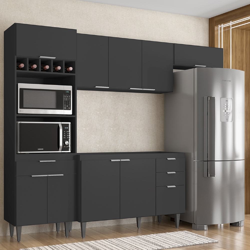 Armário de Cozinha CP04 Para Pia 120cm Pérola Z34 Preto     - Mpozenato