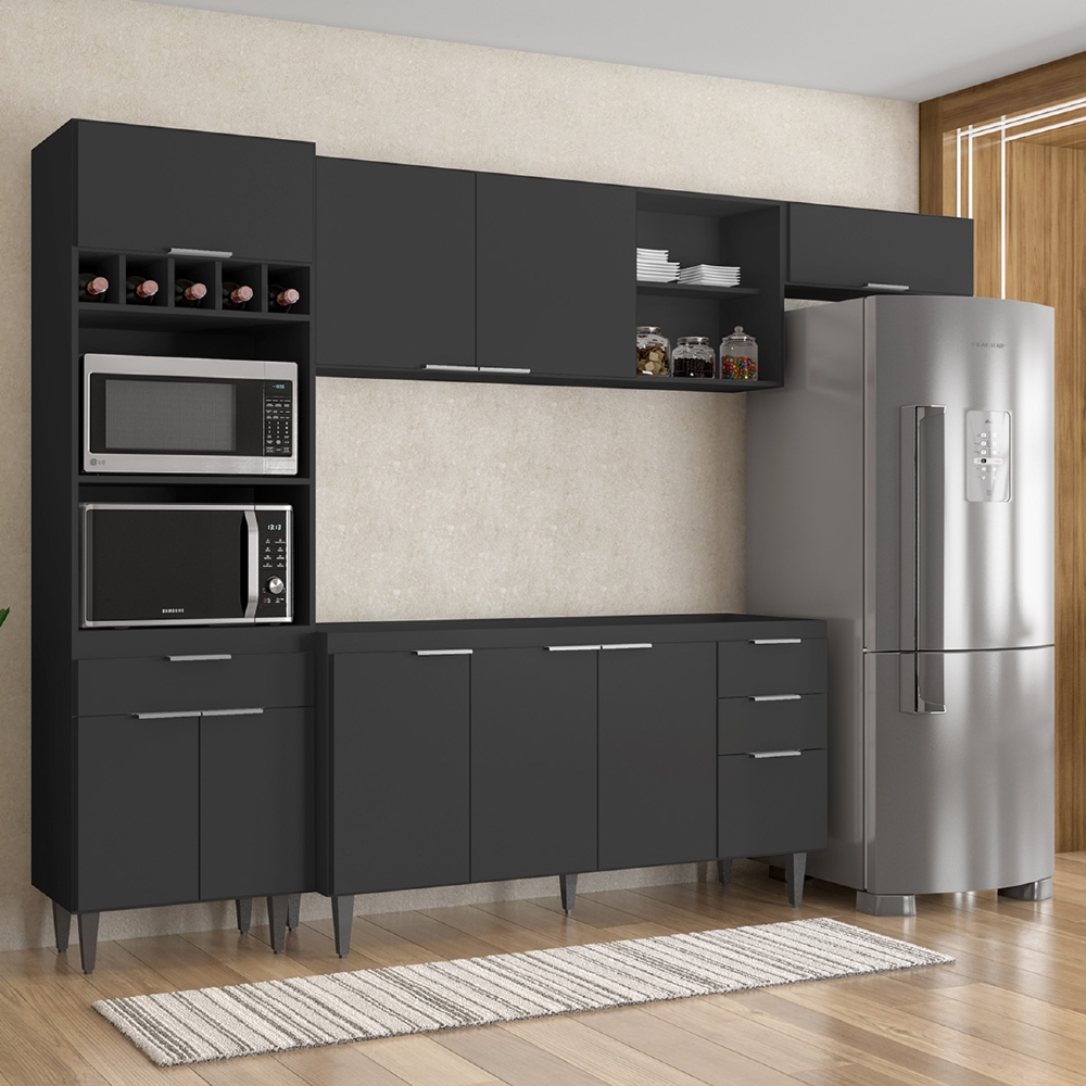 Armário de Cozinha CP04 Para Pia 150cm Pérola Z34 Preto     - Mpozenato