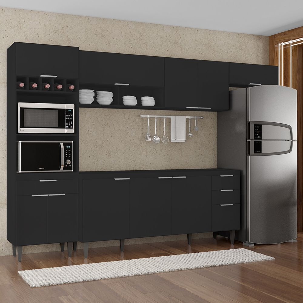 Armário de Cozinha CP04 Para Pia 180cm Pérola Z34 Preto     - Mpozenato