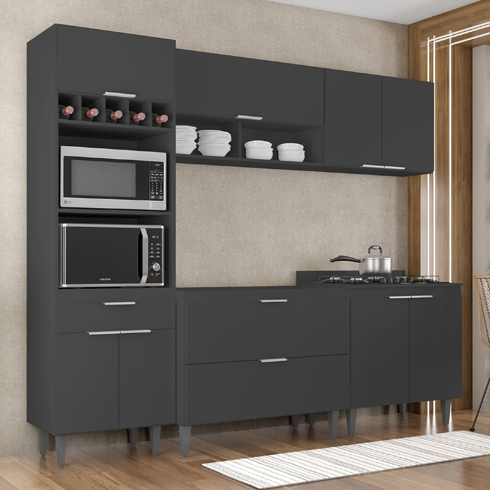 Armário de Cozinha CP05 Para Pia 100cm Pérola Z34 Preto     - Mpozenato