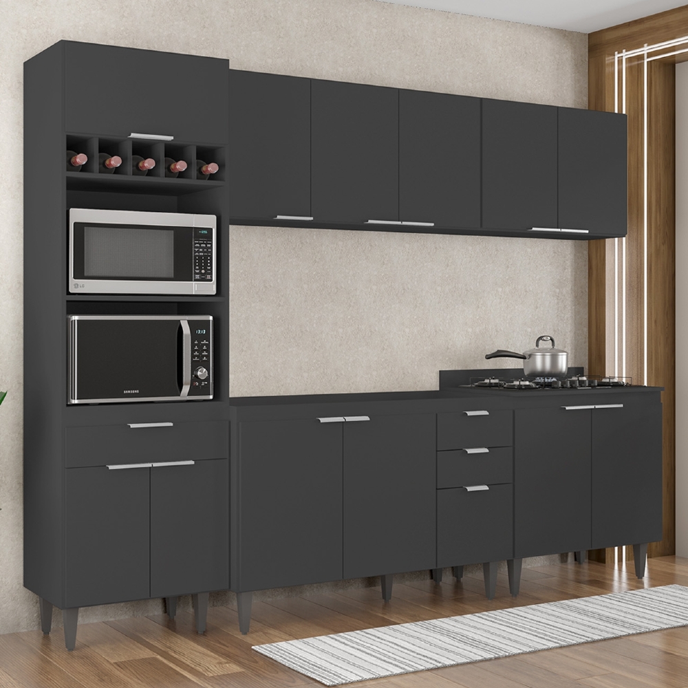 Armário de Cozinha CP05 Para Pia 120cm Pérola Z34 Preto     - Mpozenato