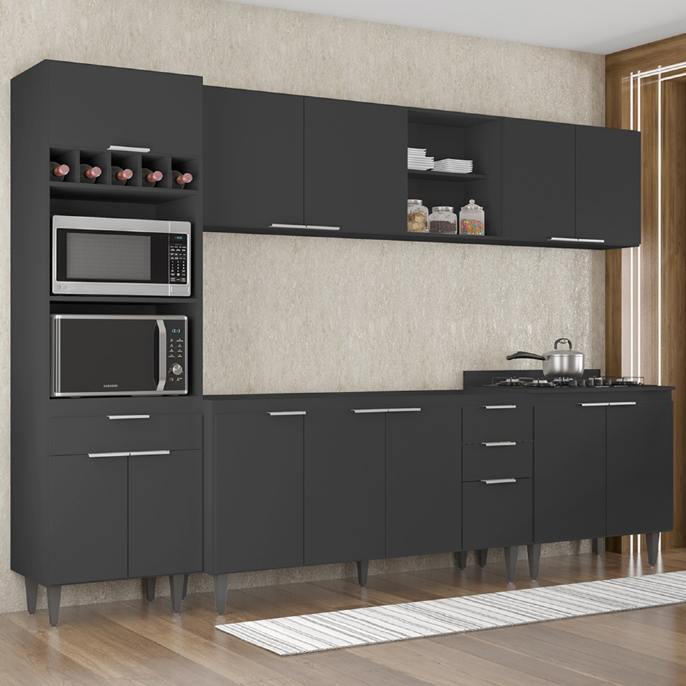 Armário de Cozinha CP05 Para Pia 150cm Pérola Z34 Preto     - Mpozenato