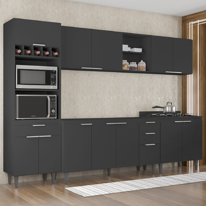 Armário de Cozinha CP05 Para Pia 150cm Pérola Z34 Preto     - Mpozenato