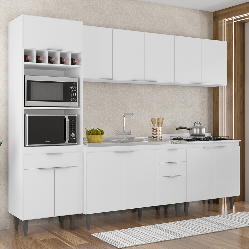 Armário de Cozinha CP05 Com Pia 120cm Pérola Z34 Branco     - Mpozenato