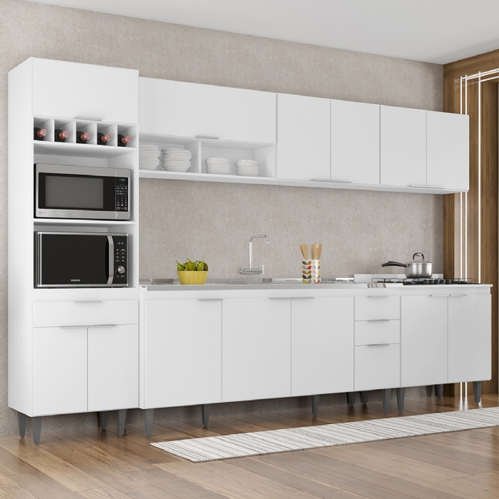 Armário de Cozinha CP05 Com Pia 180cm Pérola Z34 Branco     - Mpozenato