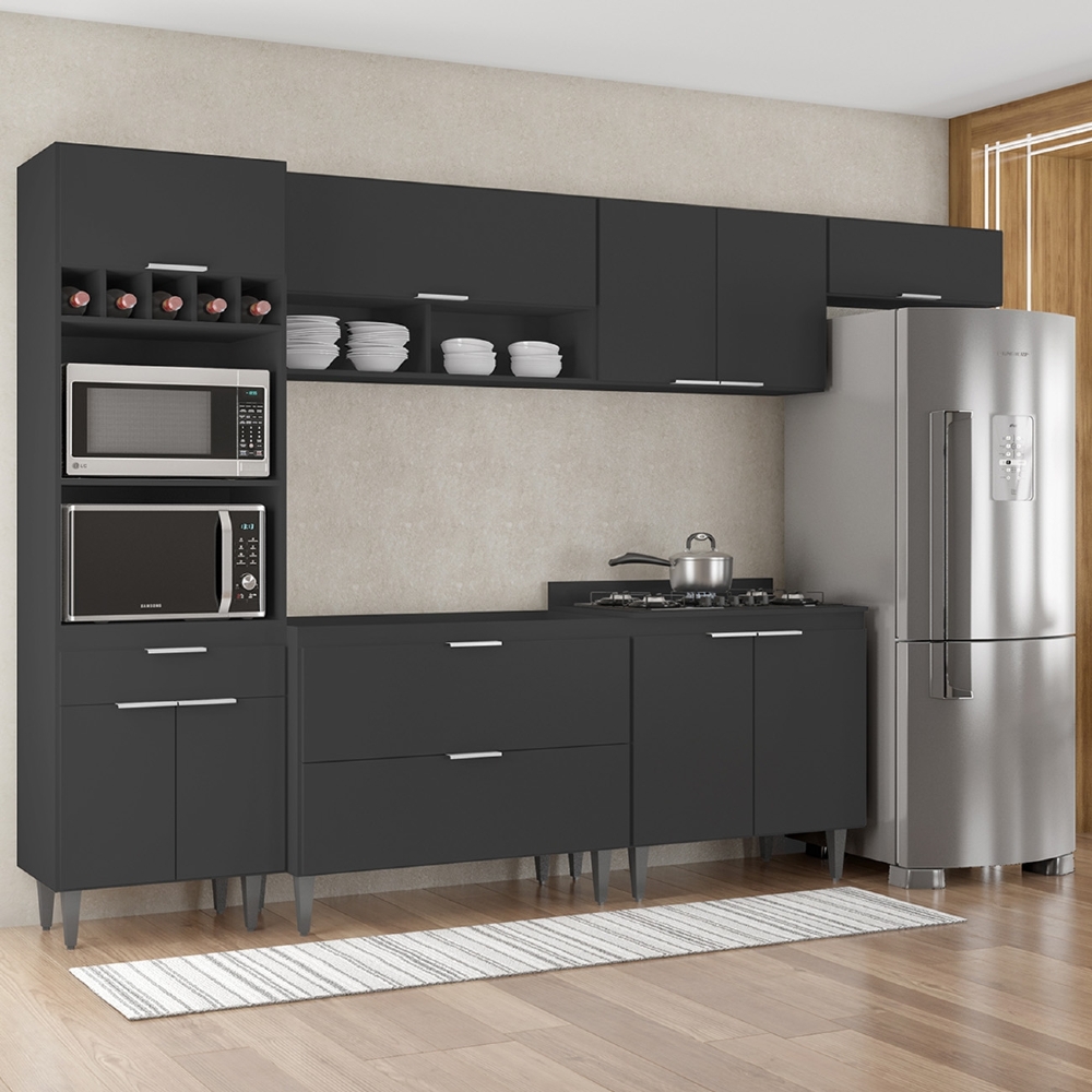 Armário de Cozinha CP06 Para Pia 100cm Pérola Z34 Preto     - Mpozenato