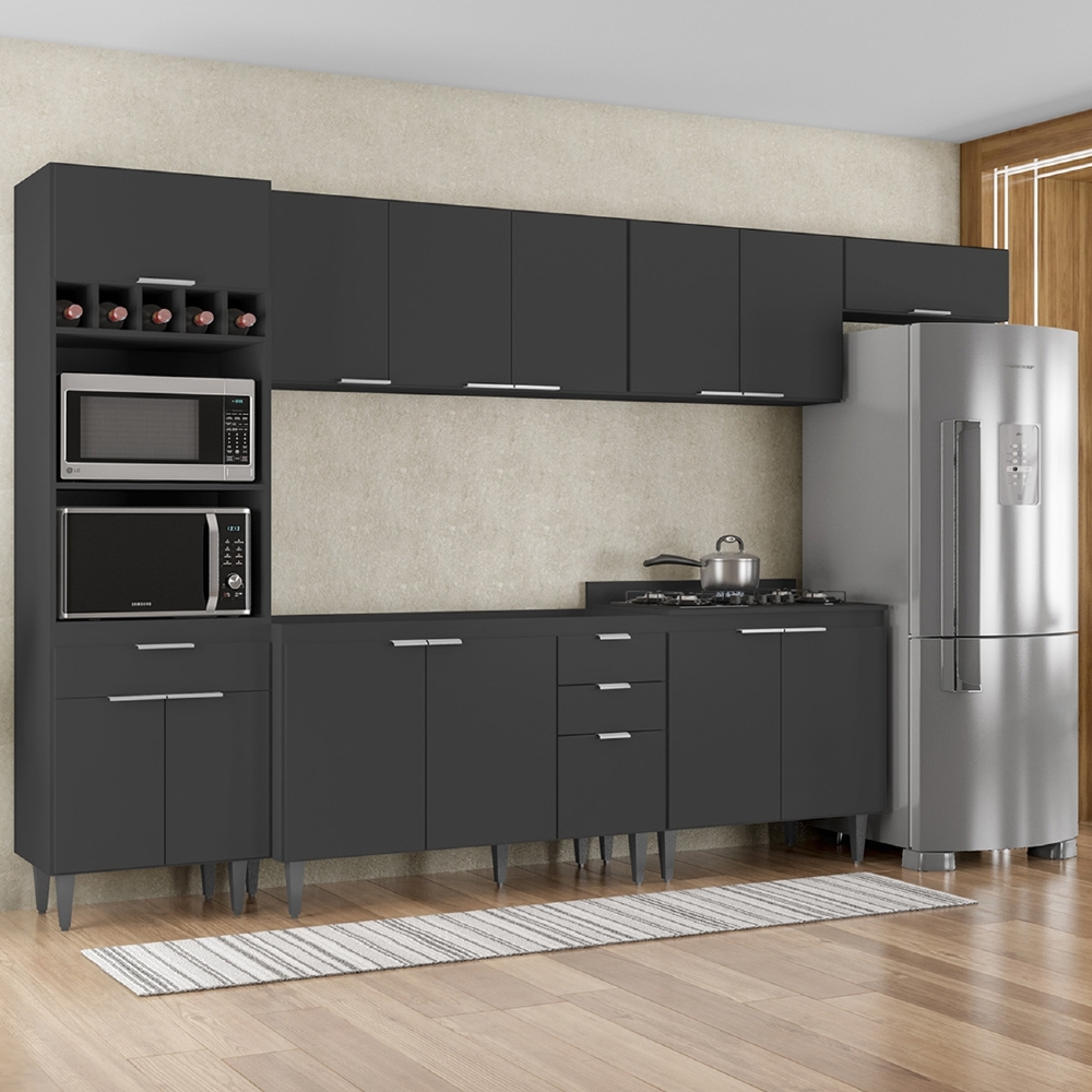 Armário de Cozinha CP06 Para Pia 120cm Pérola Z34 Preto     - Mpozenato