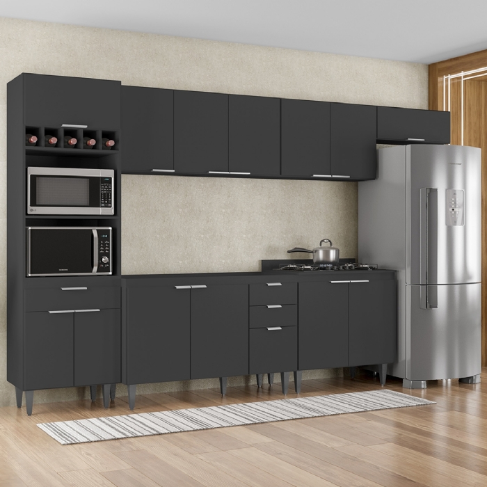 Armário de Cozinha CP06 Para Pia 120cm Pérola Z34 Preto     - Mpozenato