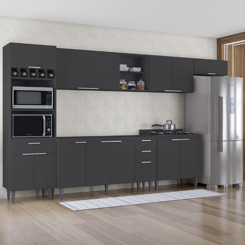 Armário de Cozinha CP06 Para Pia 150cm Pérola Z34 Preto     - Mpozenato