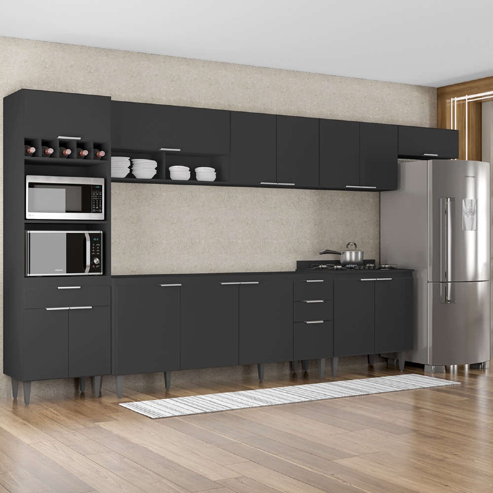 Armário de Cozinha CP06 Para Pia 180cm Pérola Z34 Preto     - Mpozenato