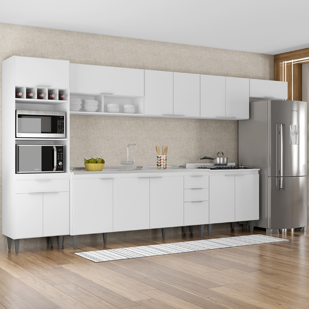Armário de Cozinha CP06 Com Pia 180cm Pérola Z34 Branco     - Mpozenato