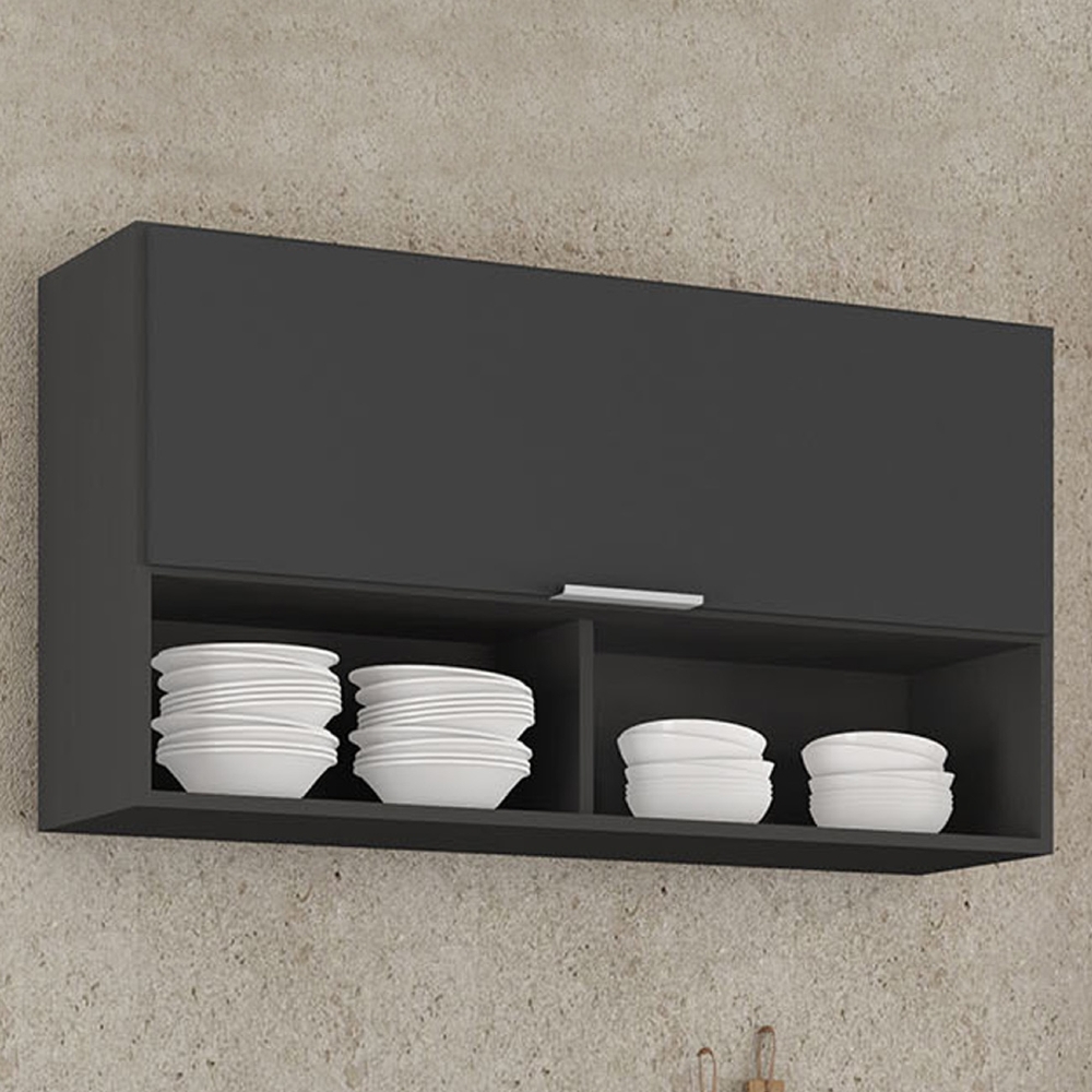 Armário de Cozinha Aéreo 100cm Pérola Z34 Preto             - Mpozenato