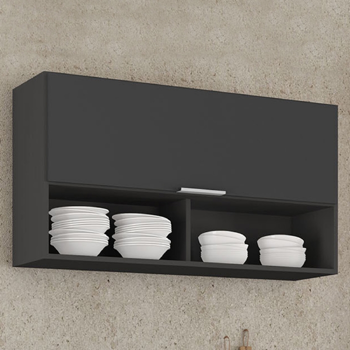 Armário de Cozinha Aéreo 100cm Pérola Z34 Preto - Mpozenato