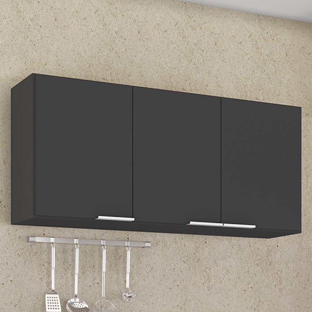 Armário de Cozinha Aéreo 120cm Pérola Z34 Preto             - Mpozenato