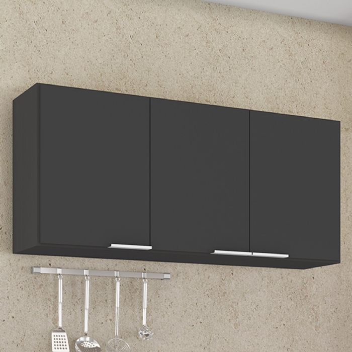 Armário de Cozinha Aéreo 120cm Pérola Z34 Preto - Mpozenato