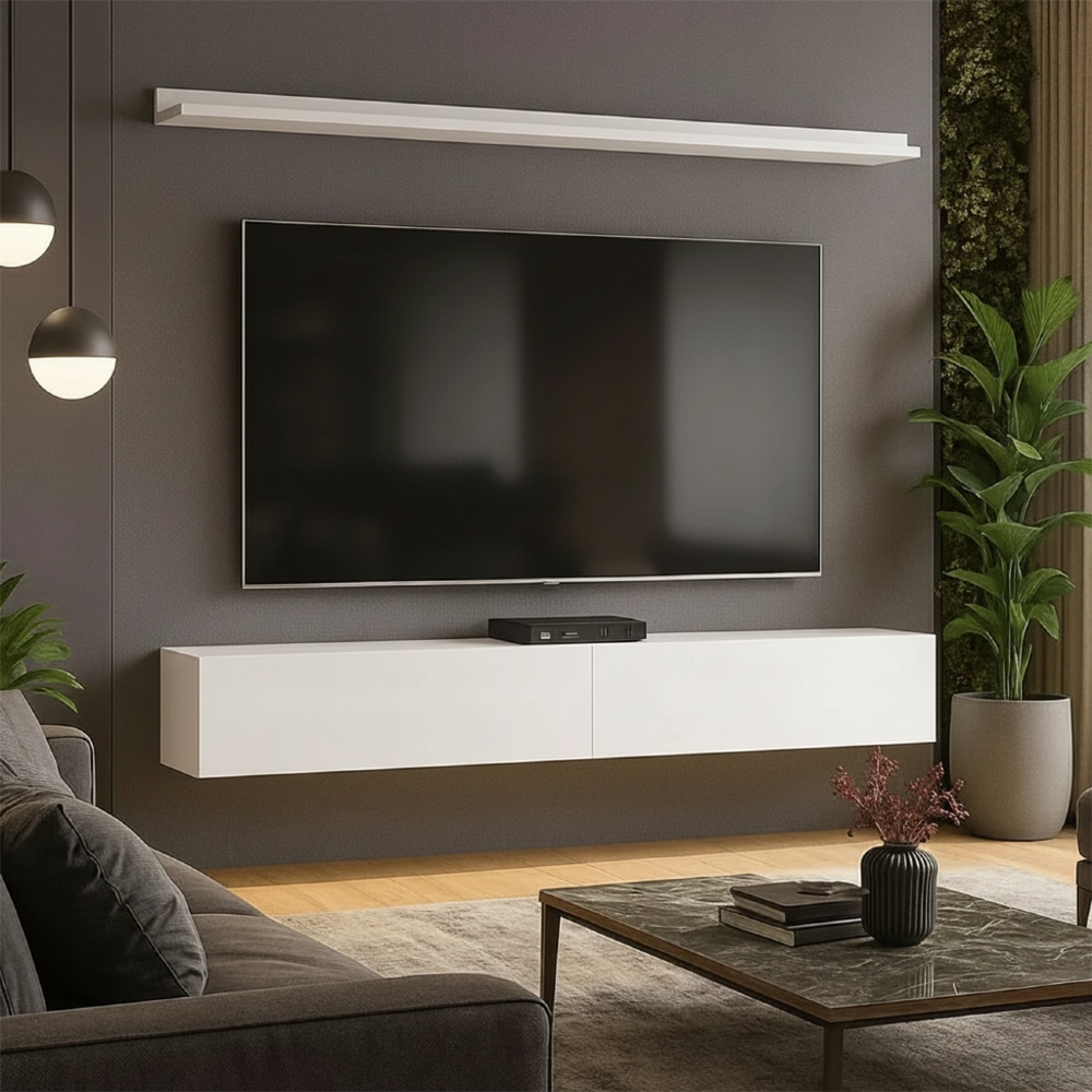 Bancada Suspensa e Prateleira 197cm Slat Z49 Branco - Mpozenato