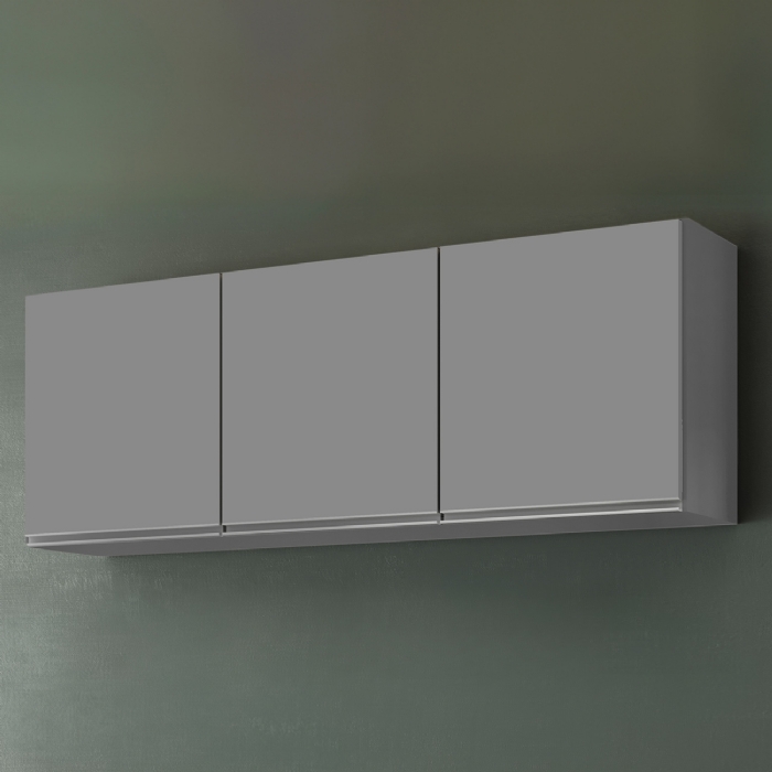 Armário de Cozinha Aéreo 150cm Com 3 Portas Argélia Cinza   - Lumil