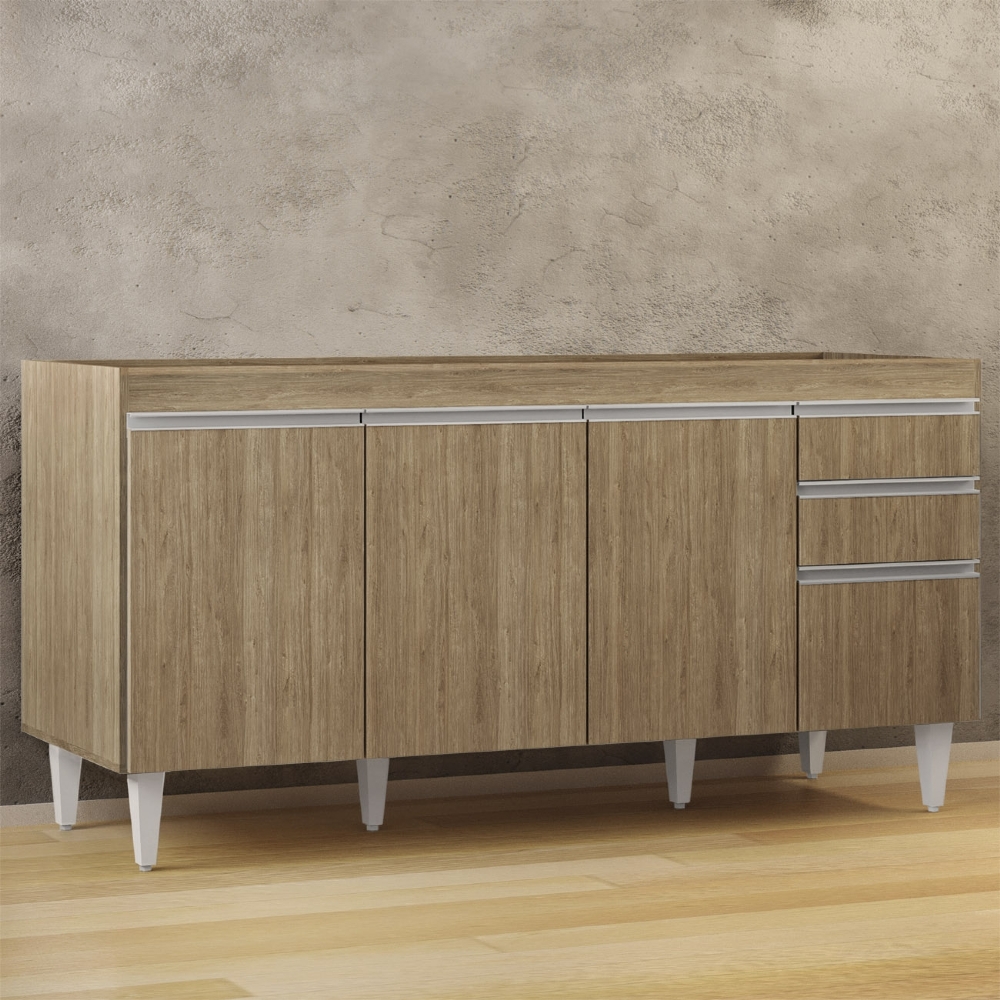 Balcão de Cozinha Para Pia 160cm Sem Tampo Arkansas Castanho - Lumil