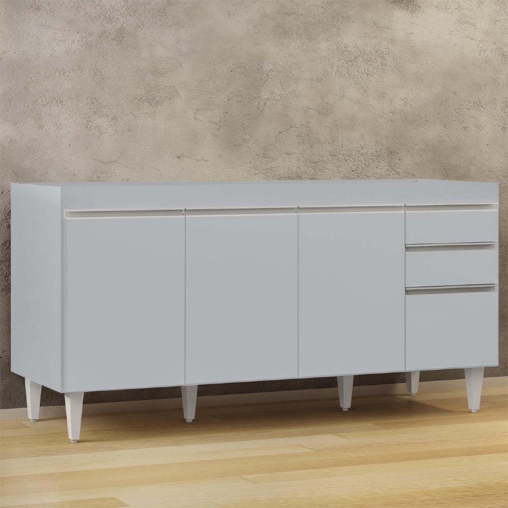 Balcão de Cozinha Para Pia 160cm Sem Tampo Arkansas Cinza Claro - Lumil