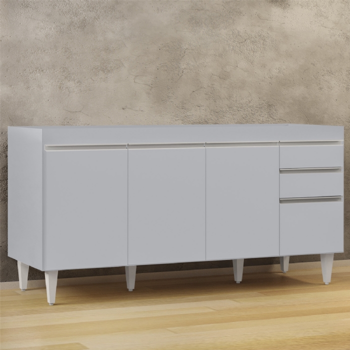 Balcão de Cozinha Para Pia 160cm Sem Tampo Arkansas Cinza Claro - Lumil