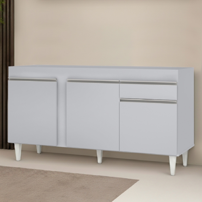 Balcão de Cozinha Para Pia 150cm Sem Tampo Dakota Cinza Claro - Lumil