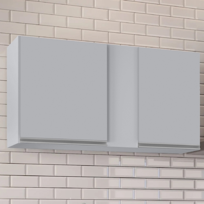 Armário de Cozinha Aéreo 100cm 2 Portas Indiana Cinza Claro - Lumil