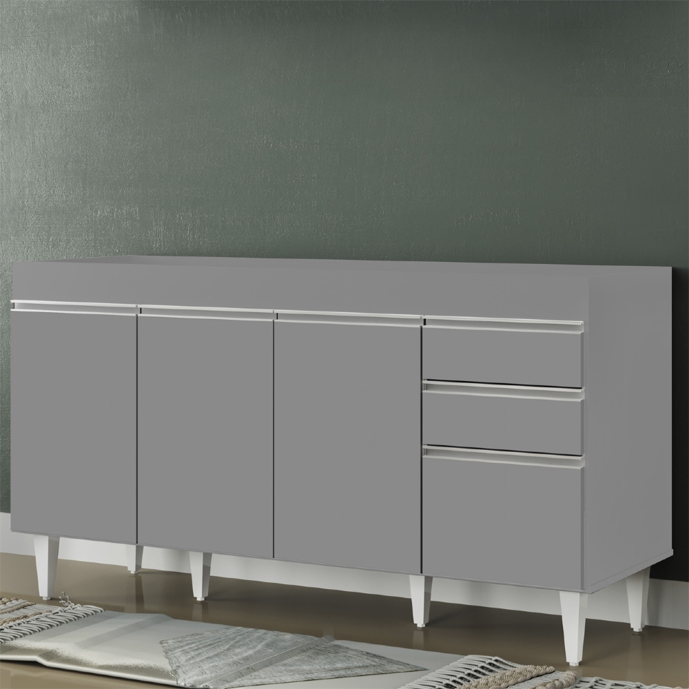 Balcão de Cozinha Para Pia 150cm Sem Tampo Marrocos Cinza   - Lumil