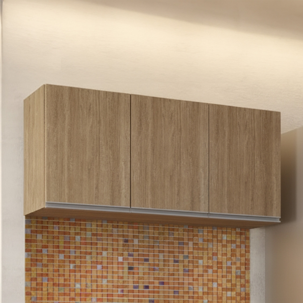 Armário de Cozinha Aéreo 120cm 3 Portas Virgínia Castanho   - Lumil