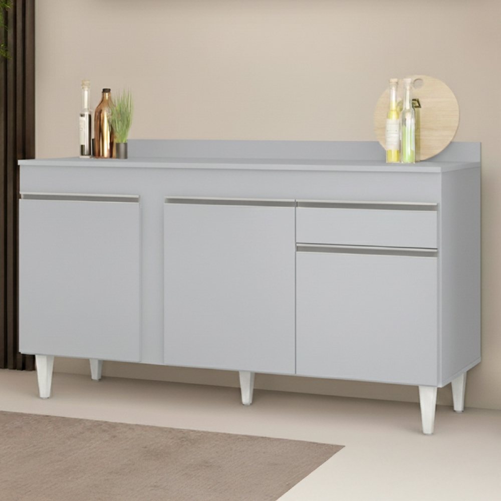 Balcão de Cozinha Para Pia Com Tampo 150cm Dakota Cinza Claro - Lumil