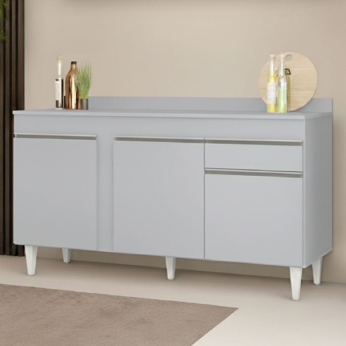 Balcão de Cozinha Para Pia Com Tampo 150cm Dakota Cinza Claro - Lumil