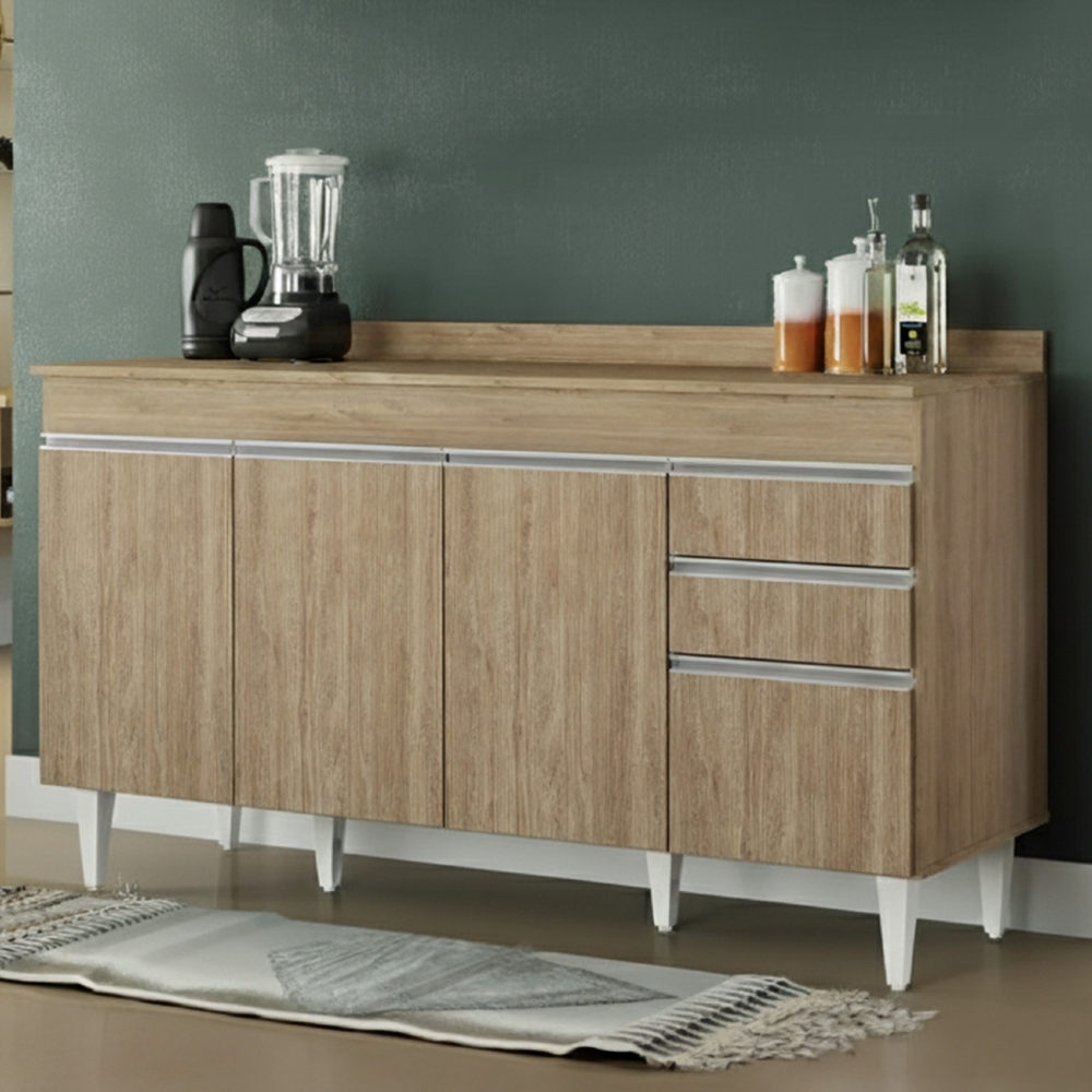 Balcão de Cozinha Para Pia Com Tampo 150cm Marrocos Castanho - Lumil