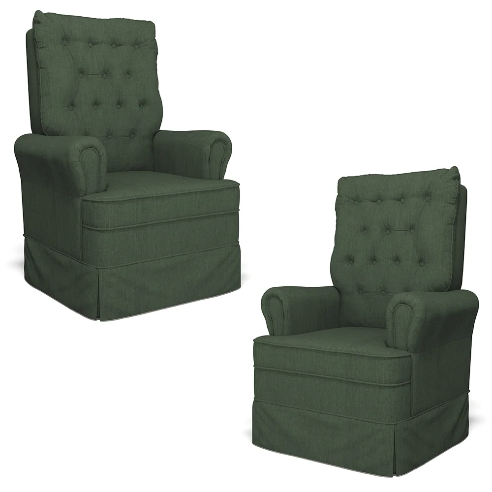 Kit 02 Poltronas de Amamentação e Descanso Com Balanço Laís G05 Linho Verde - Mpozenato