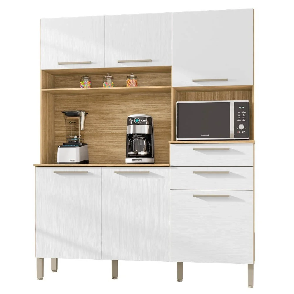 Armário de Cozinha Compacta 160cm Montreal Z06 Freijó/Supremo - Mpozenato