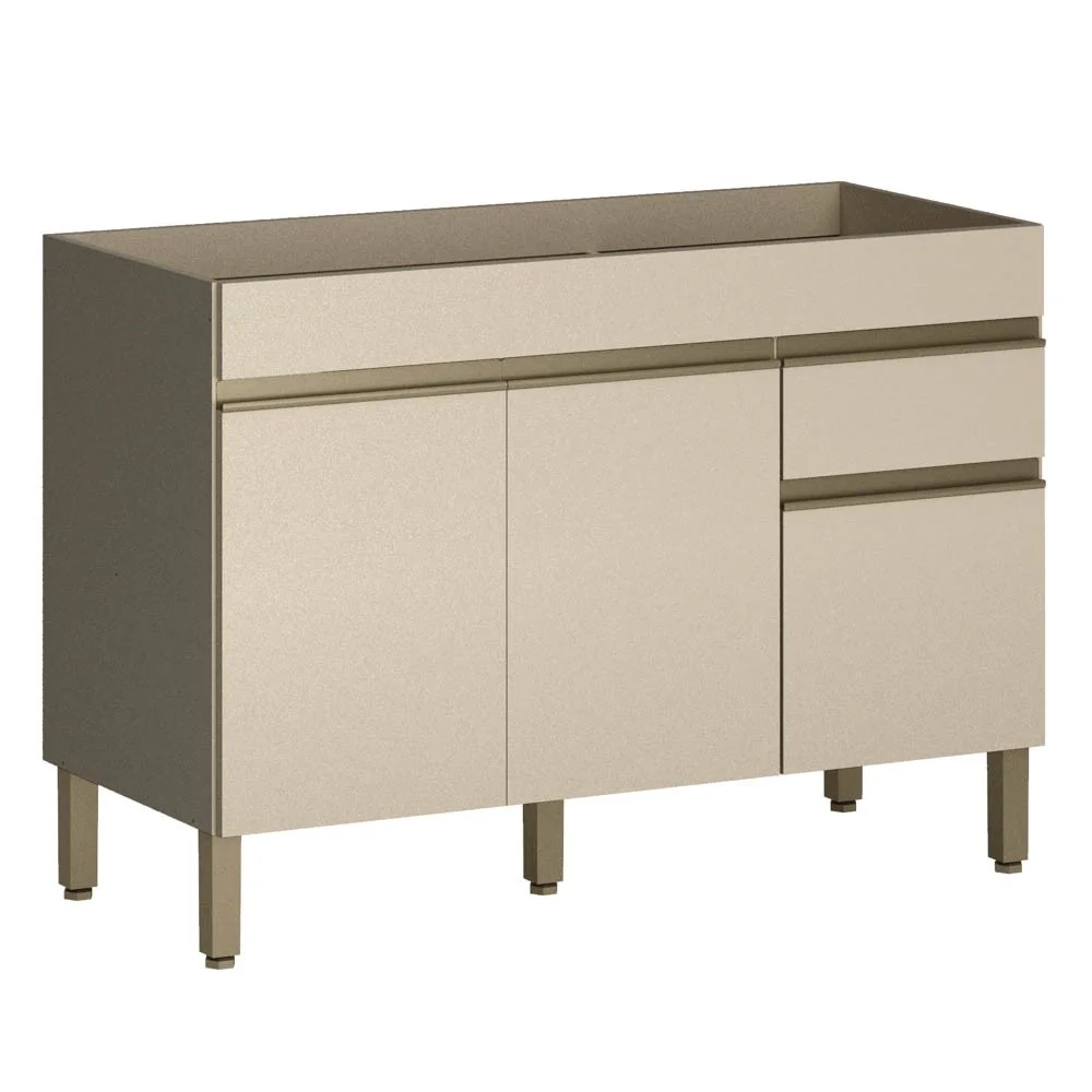 Balcão Gabinete para Pia sem Tampo 120cm Lina Z06 Vanilla - Mpozenato