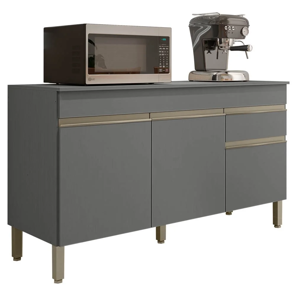 Balcão Gabinete para Pia com Tampo 150cm Lina Z06 Gris - Mpozenato