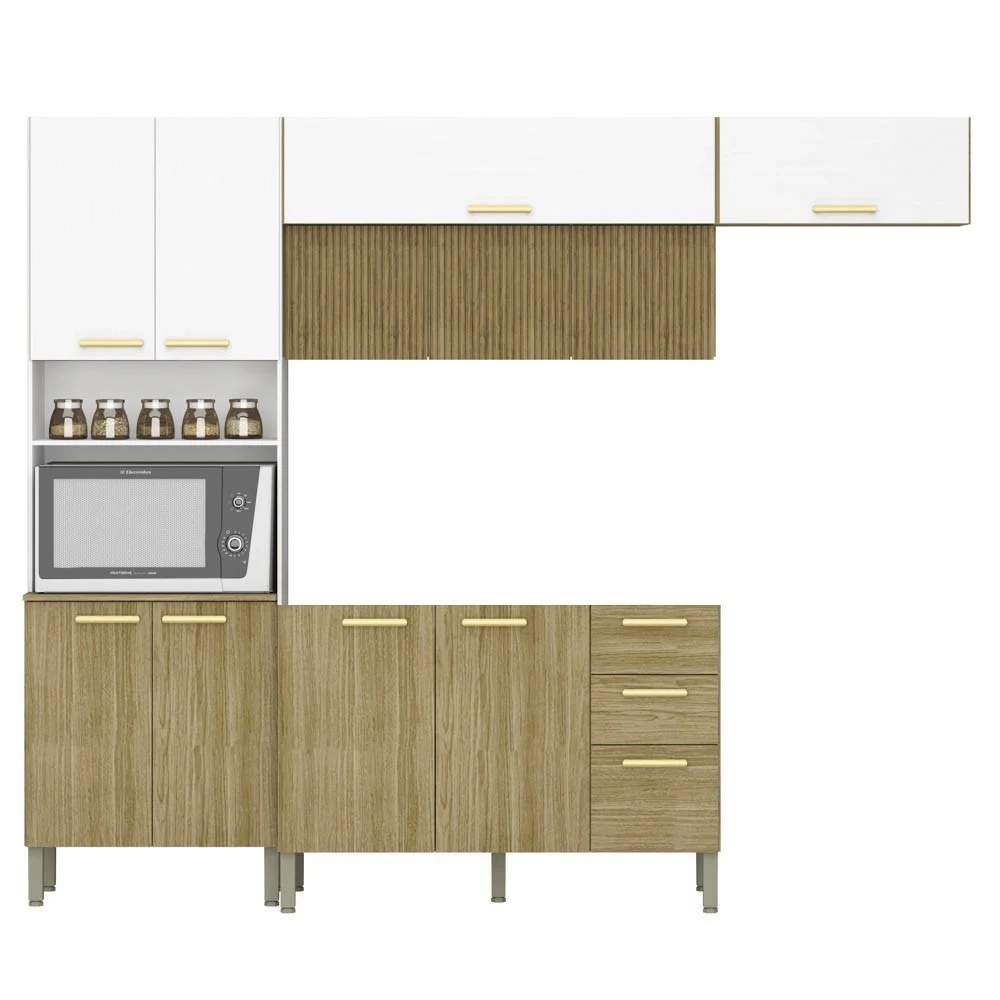 Armário de Cozinha 5 Peças Urban04 Balcão sem Tampo 120cm Z06 Freijó/Supremo - Mpozenato