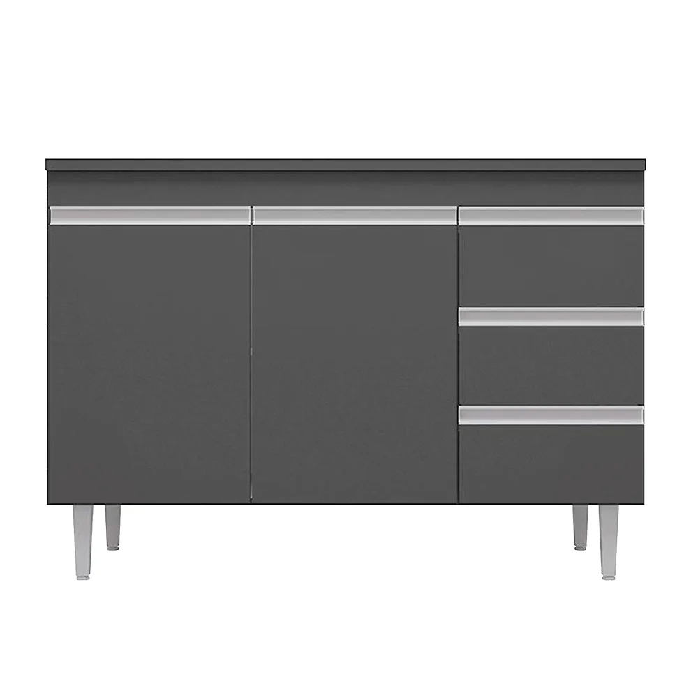 Balcão Gabinete Para Pia 100cm 2 Portas Andréia Cinza - AJL Móveis