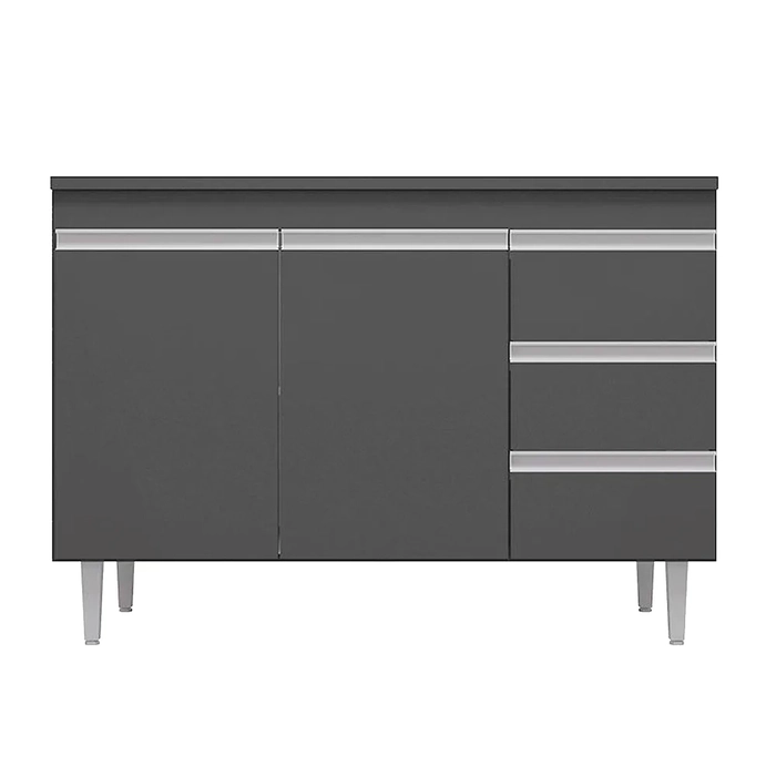 Balcão Gabinete Para Pia 100cm 2 Portas Andréia Cinza - AJL Móveis