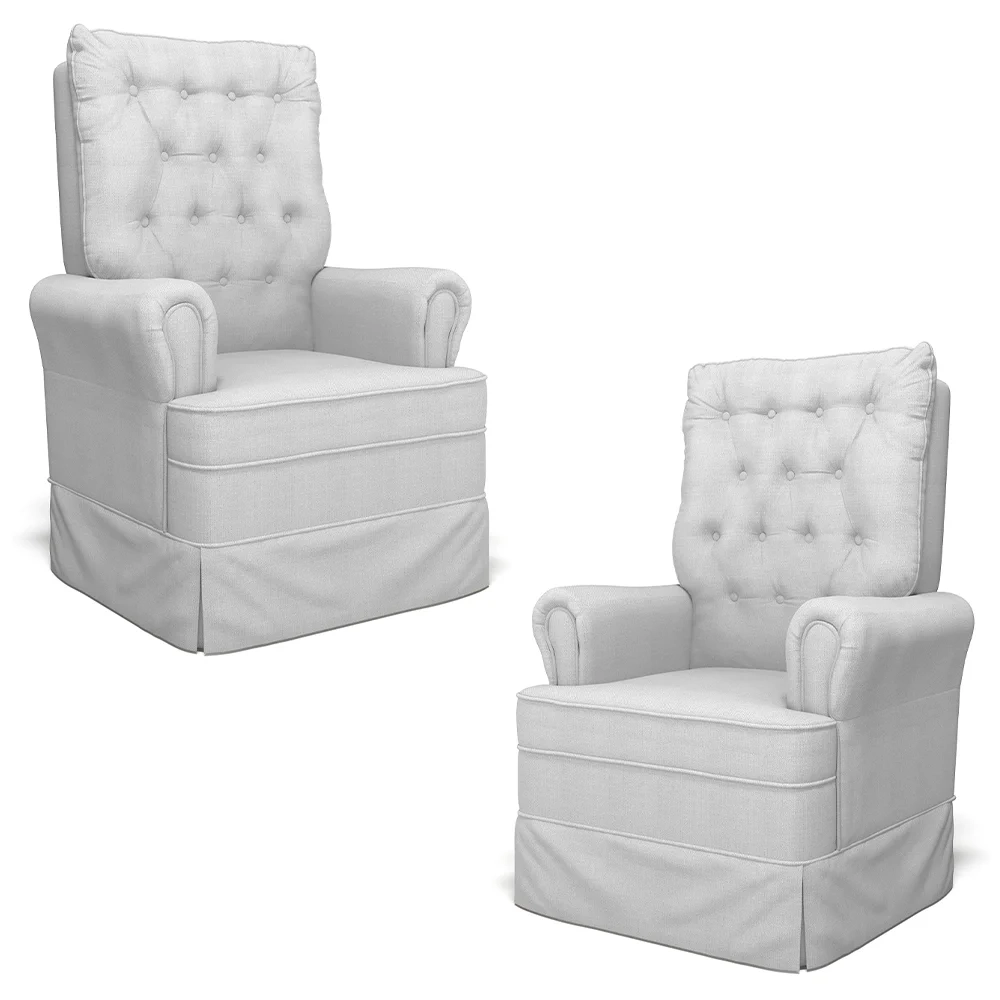 Kit 02 Poltronas de Amamentação e Descanso Com Balanço Laís G05 Linho Cinza - Mpozenato